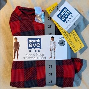 adidas Kids Red and Black Plaid Pajama Set